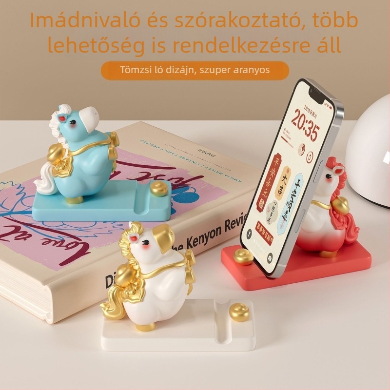 2026 ló éve – talizmán és telefontartó, irodai asztaldekoráció