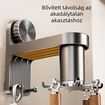 Konyhai falra szerelhető tároló forgó akasztókkal, műanyag, egyszerű és modern dizájn