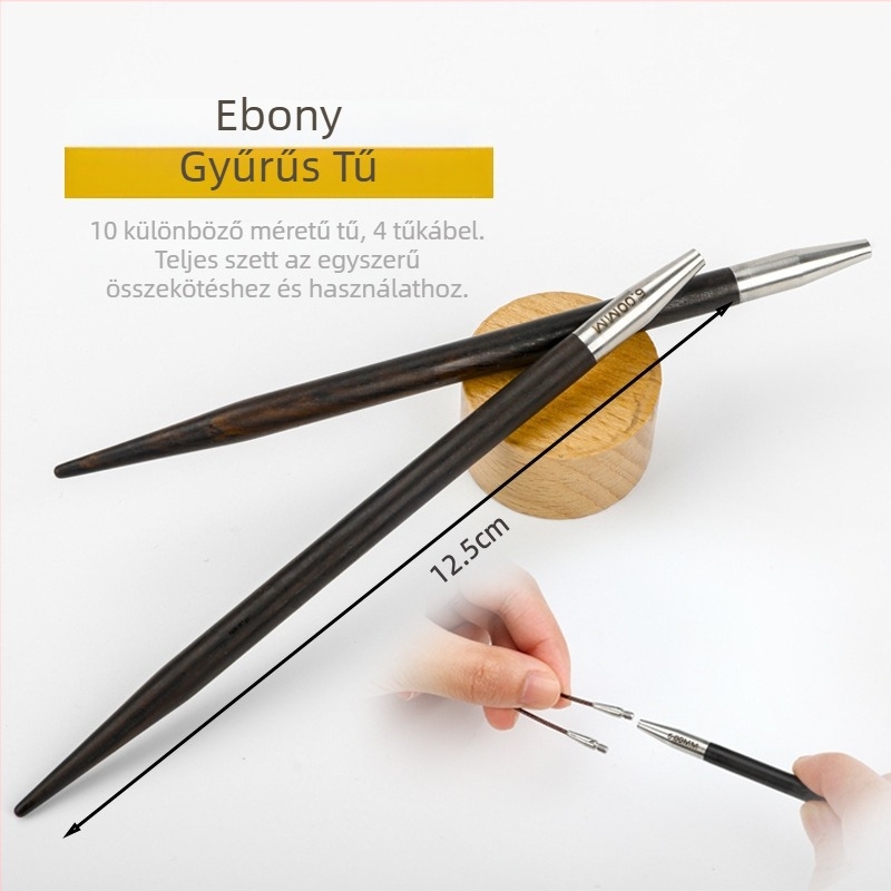 Leválasztható körkötő tű ebonfa, kézzel készített, pulóverekhez, modern stílus (Kód: 6511002741999)