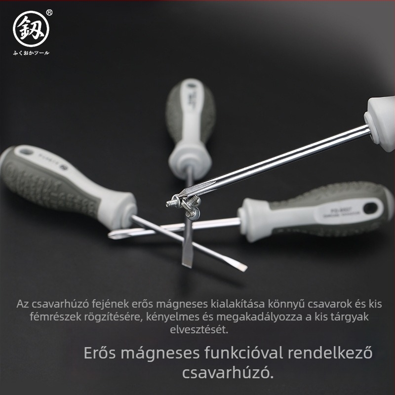 Csavarhúzó készlet – Phillips és laposfejű, mágneses, szénacélból