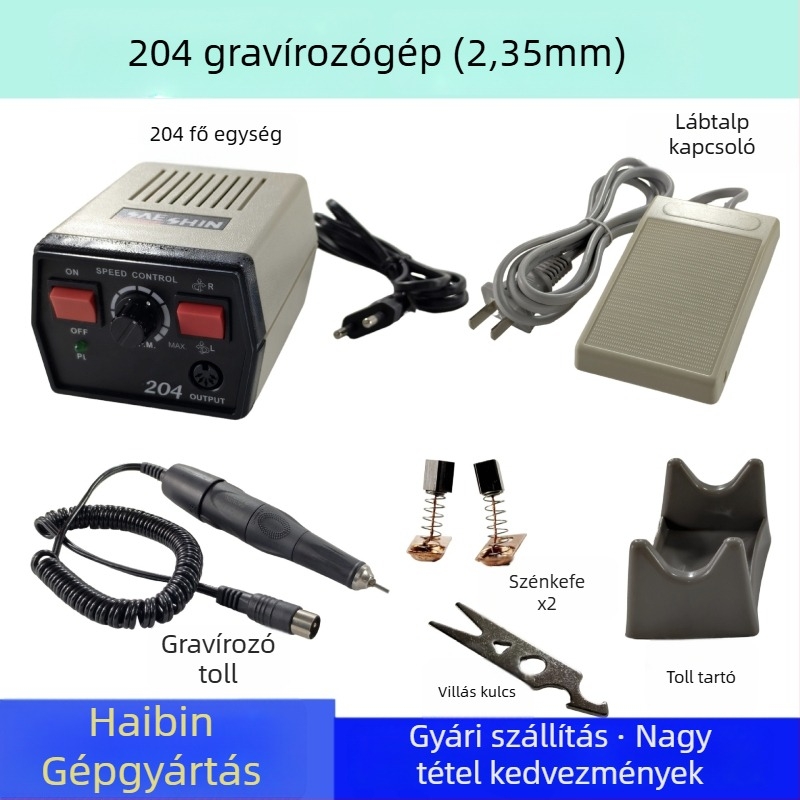 Ékszer-, jade- és fa gravírozó és polírozó gép; hálózati tápellátás; feszültség: AC egysfázis és DC 50V alatt; gravírozásra, polírozásra és manikűrre alkalmas