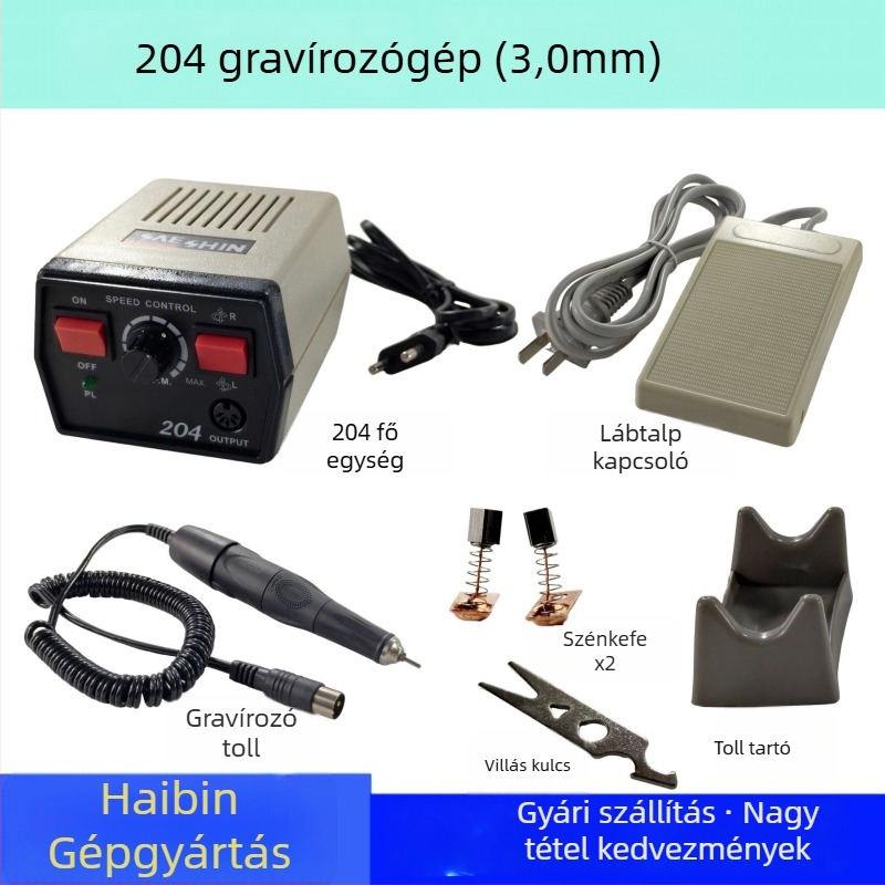 Ékszer-, jade- és fa gravírozó és polírozó gép; hálózati tápellátás; feszültség: AC egysfázis és DC 50V alatt; gravírozásra, polírozásra és manikűrre alkalmas