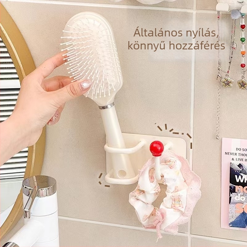 Fürdőszobai haj kiegészítő szervező, falra szerelhető, műanyagból, polírozott felület, könnyű luxus stílus, 90 g