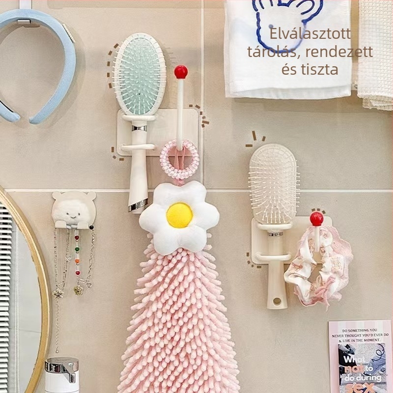 Fürdőszobai haj kiegészítő szervező, falra szerelhető, műanyagból, polírozott felület, könnyű luxus stílus, 90 g
