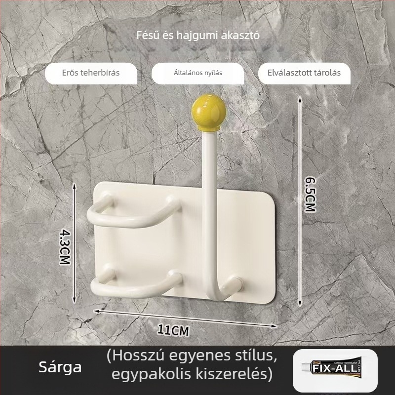 Fürdőszobai haj kiegészítő szervező, falra szerelhető, műanyagból, polírozott felület, könnyű luxus stílus, 90 g