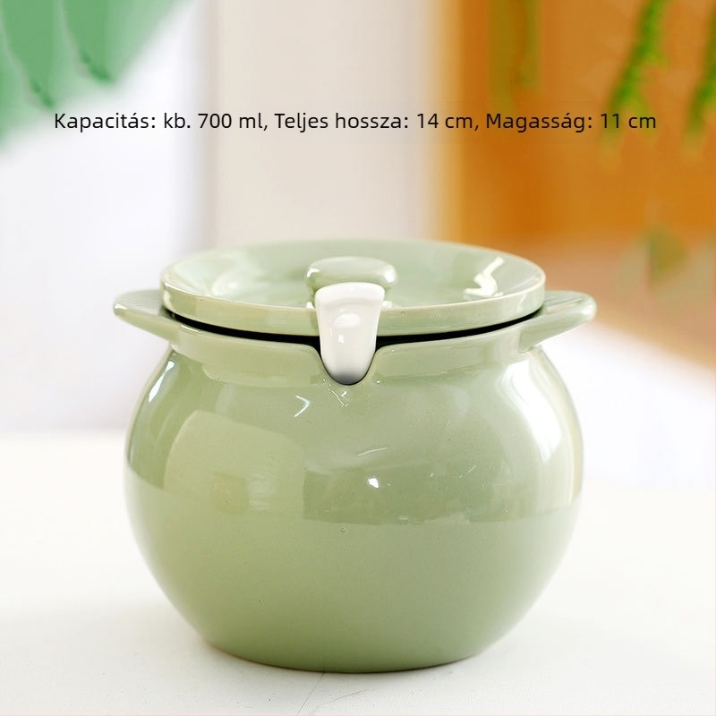 Kerámia olajtartó fedővel és fogantyúval – chili olaj ízesítő edény, kínai egyszerű stílus