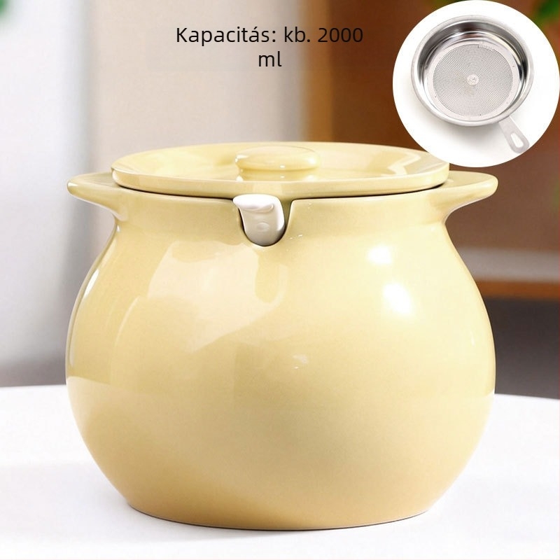 Kerámia olajtartó fedővel és fogantyúval – chili olaj ízesítő edény, kínai egyszerű stílus