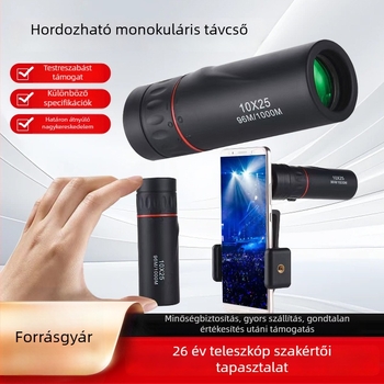 10x25-ös monocular távcső horgászathoz és madármegfigyeléshez, nagyítás, HD, kompakt