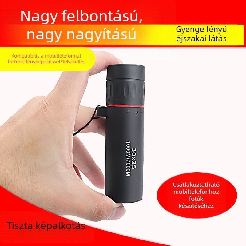 10x25-ös monocular távcső horgászathoz és madármegfigyeléshez, nagyítás, HD, kompakt