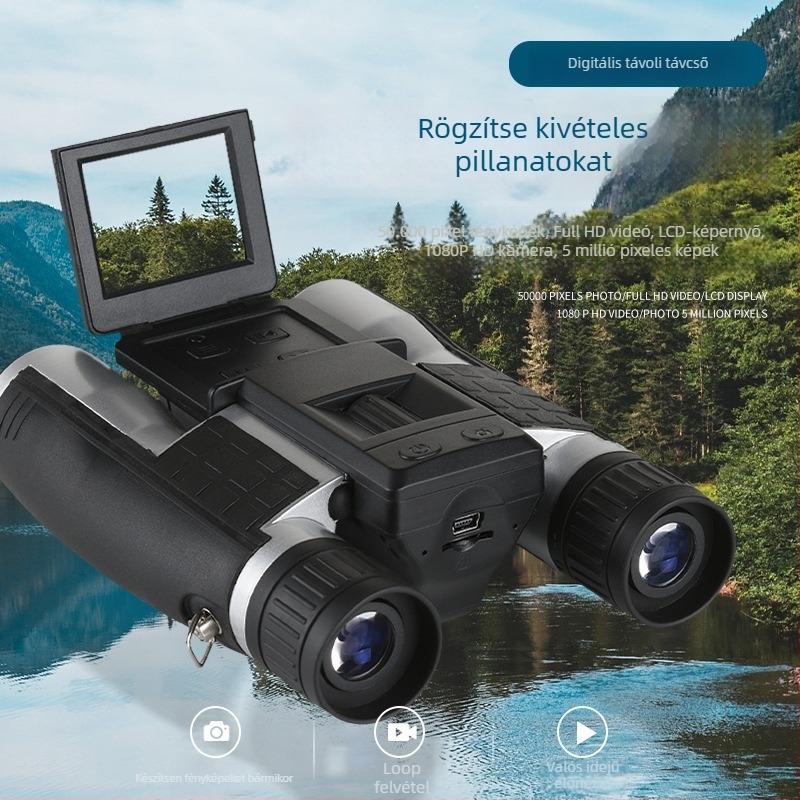 Digitális éjjellátó binokulár, fénykép- és videófelvételi lehetőség, nagyítás, HD minőség kültéri használatra