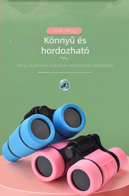 Gyerekeknek készült binokli 4×30, színes gumírozott fogantyú, csúszásmentes, ajándék játék