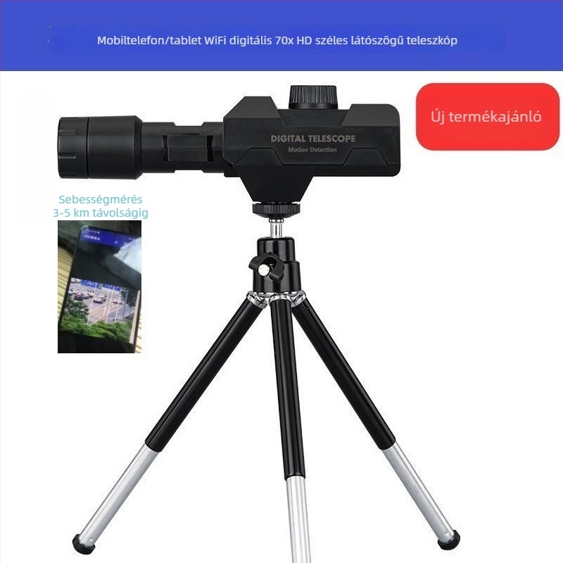 Digitális monokulár teleszkóp 70×os nagyítással, 1092×1080P felbontással és 10° látómezővel