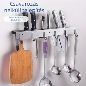 Fali rozsdamentes acél késes tartó, telepítés nélkül, falra szerelhető, etnikus stílus
