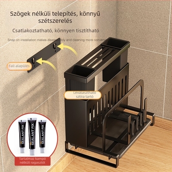 Hongshun Konyhai falra szerelhető kés- és vágódeszka tartó, szénacél, többfunkciós, modern minimalista