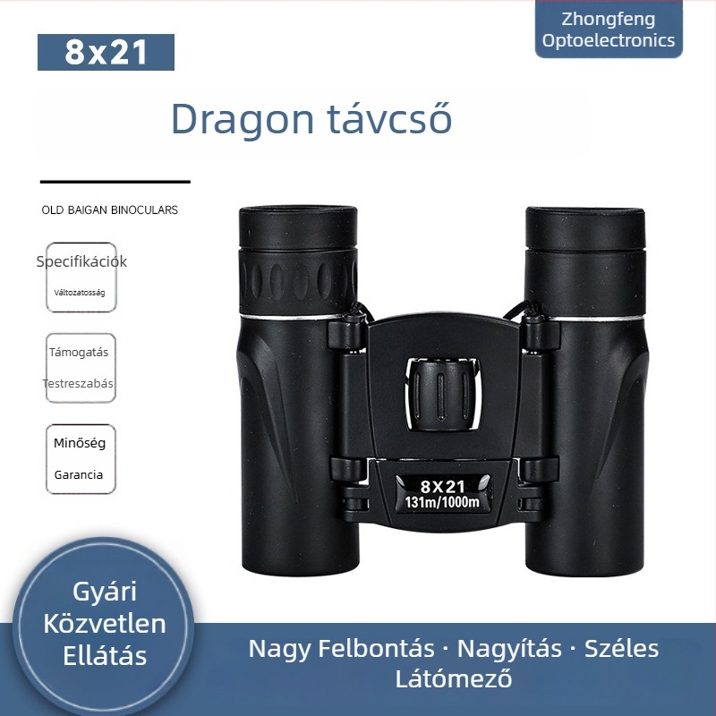Longjin Dragon 8x21 Nagyfelbontású utazó és szabadtéri kompakt éjjellátó binokli
