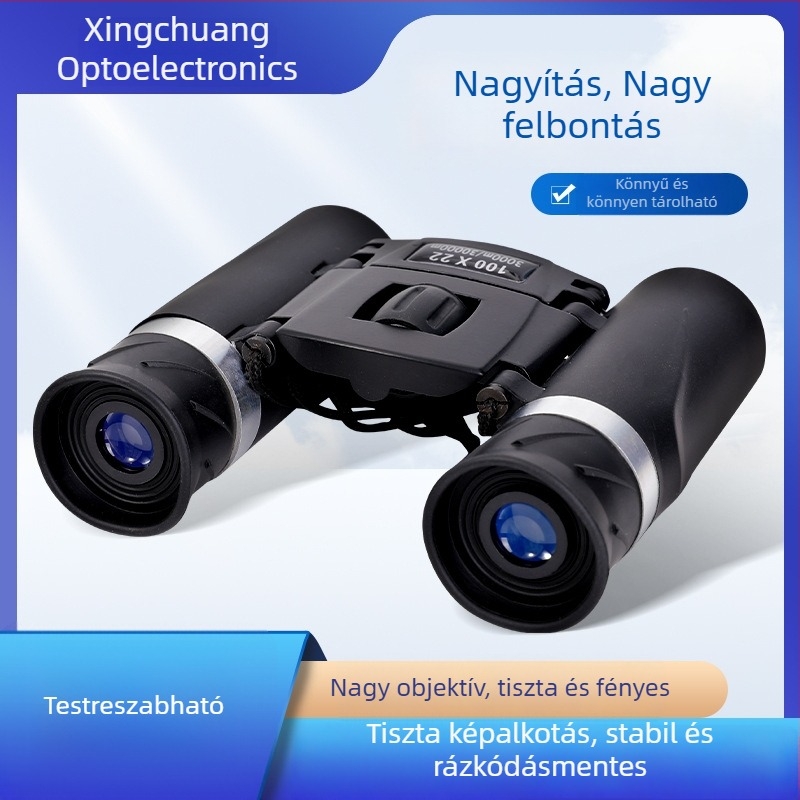 100×22 Binokulár HD optikával, kültéri használatra, kompakt zsebbinokulár