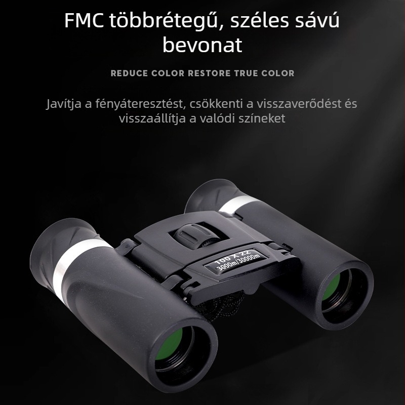 100×22 Binokulár HD optikával, kültéri használatra, kompakt zsebbinokulár