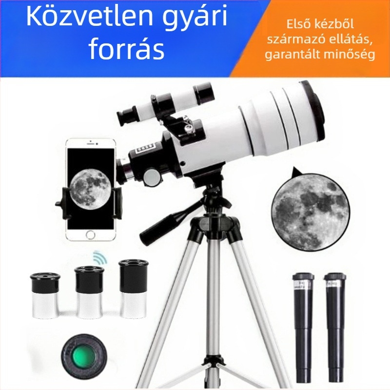 Csillagászati monokuláris teleszkóp nagyítással és HD optikával, modell 70300, a csillagok és a Hold megfigyelésére