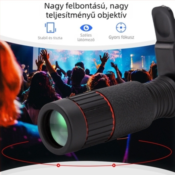 Telefonra illő teleobjektív koncertekhez, 18x nagyítás, stabilizáció és HD felvétel