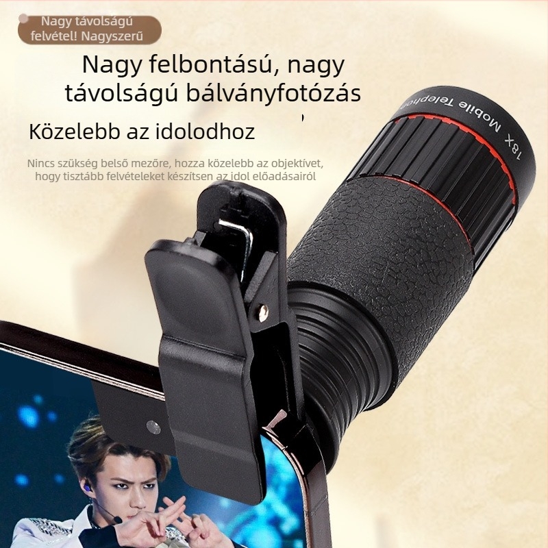 Telefonra illő teleobjektív koncertekhez, 18x nagyítás, stabilizáció és HD felvétel