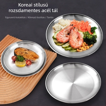 Rozsdamentes acélból készült kerek grill tál – Yabei, egyszínű kialakítás, modern minimalist stílus