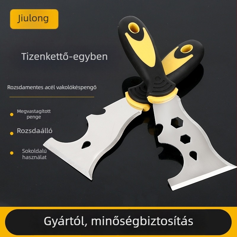 Rozsdamentes acél glettelő kés – vastagított penge, többfunkciós eszköz padlóra és falra, Jiulong