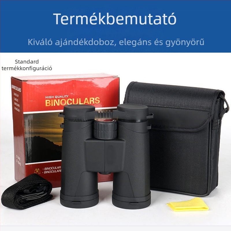 10x42 binokulár, nagyítás, HD felbontás, gyenge fényben éjszakai látás, kültéri okostelefonos fényképezéshez