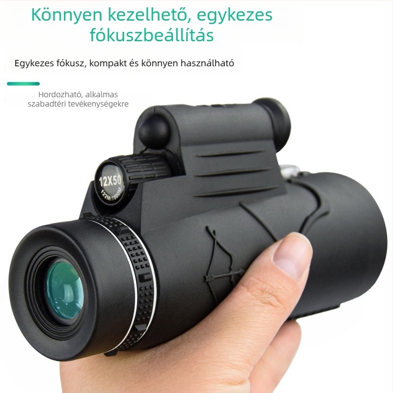 1250 monokuláris teleszkóp, HD felvétel, 12x nagyítás, éjszakai látás, lézeres megvilágítás, telefonos fotózáshoz