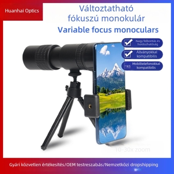 Gyenge fényben zoomoló monocular teleszkóp 10–300×40, HD, kültéri éjszakai látás és telefonos fotózás koncerthez