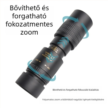 Gyenge fényben zoomoló monocular teleszkóp 10–300×40, HD, kültéri éjszakai látás és telefonos fotózás koncerthez