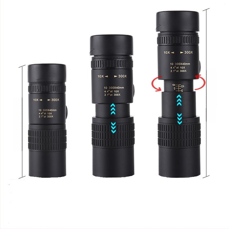 10-300×40 monokulár teleszkóp, lépésmentes zoommal és állítható fókusz, kültéri madármegfigyeléshez, széles látómező