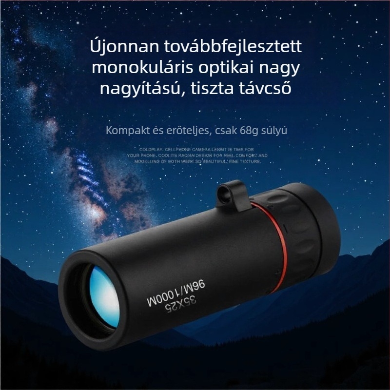 Monokuláris távcső 2000x25 – hordozható, kiváló felbontású optika, 8x nagyítás, kültéri használat alacsony fényviszonyok között
