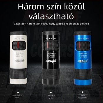 Monokuláris távcső 10-30x zoom, 21 mm objektív, gyenge megvilágítású éjszakai látás, hordozható mini HD