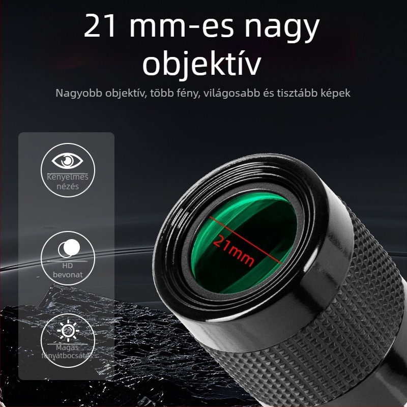 Monokuláris távcső 10-30x zoom, 21 mm objektív, gyenge megvilágítású éjszakai látás, hordozható mini HD