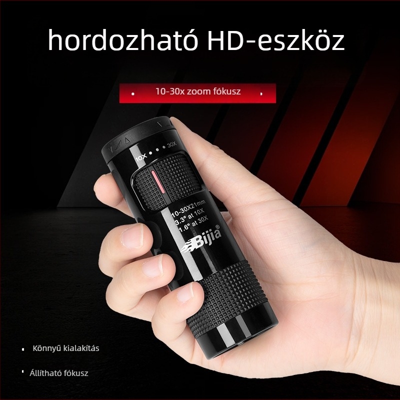 Monokuláris távcső 10-30x zoom, 21 mm objektív, gyenge megvilágítású éjszakai látás, hordozható mini HD