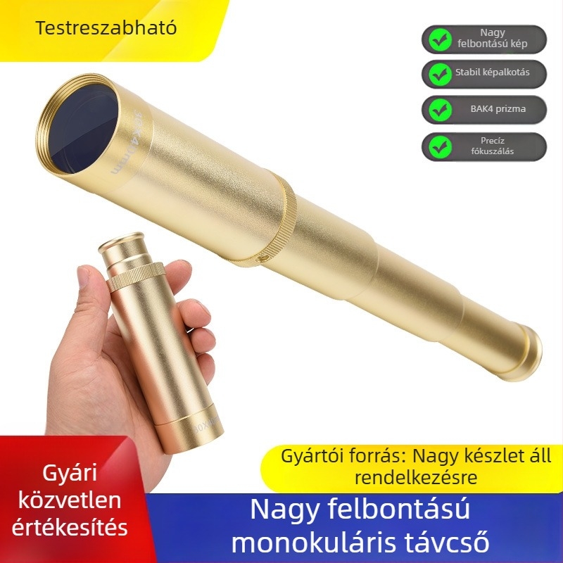 Monokuláris távcső 30×40, HD nagyítás, pirata-stílusú, hordozható zsebméretű retro kültéri utazásokhoz