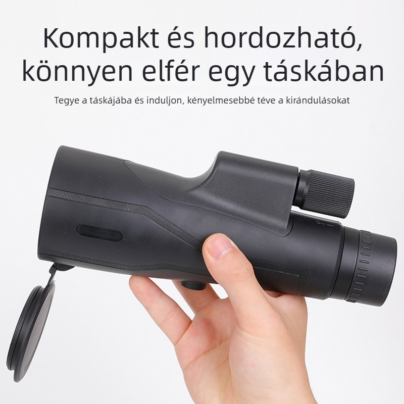 12x50 ED monokuláris távcső madármegfigyeléshez, hordozható kültéri, nagy átmérőjű, széles látómező és telefonos fényképezés
