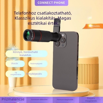Okostelefonhoz készült teleobjektív-monokulár, 18–64× zoom, HD professzionális fotózáshoz