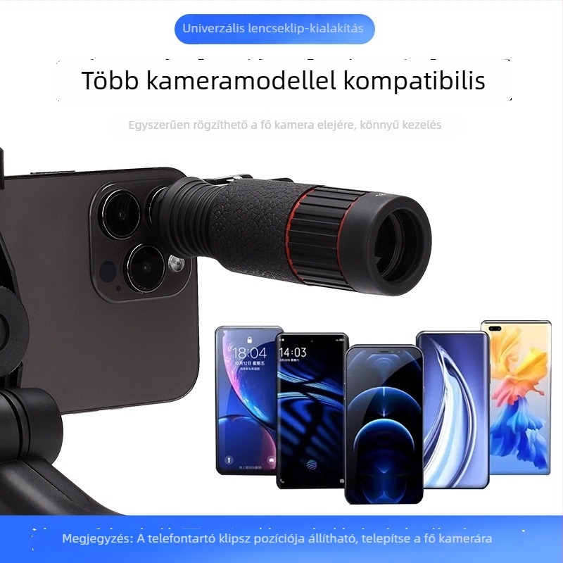 Okostelefonhoz készült teleobjektív-monokulár, 18–64× zoom, HD professzionális fotózáshoz