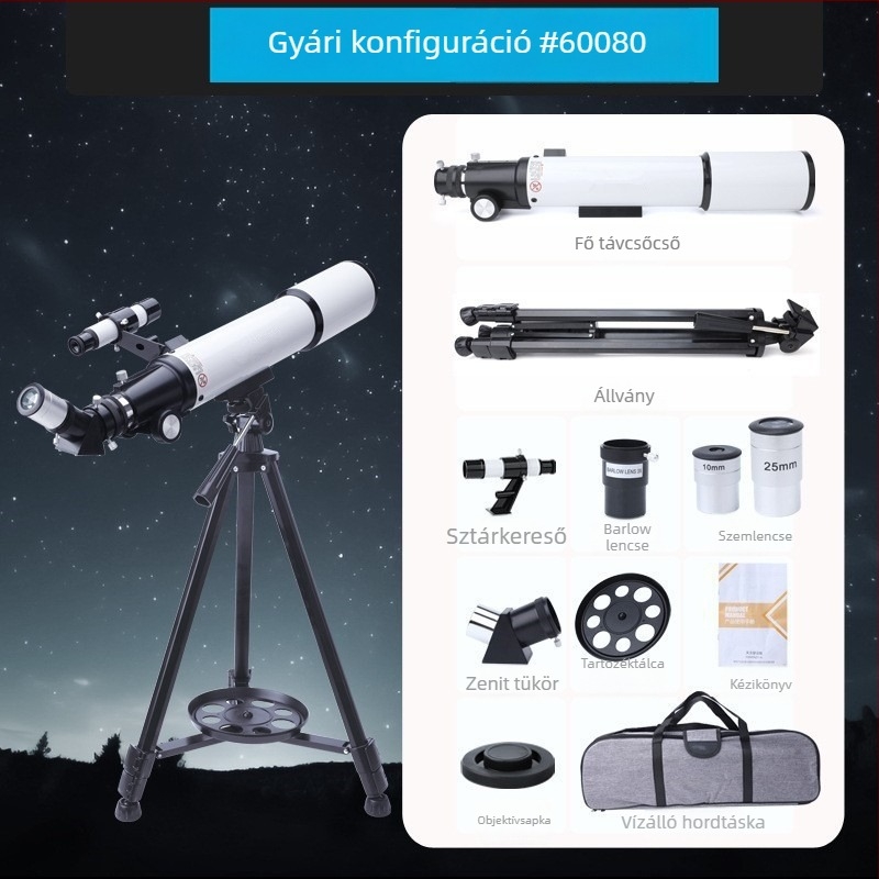 Csillagászati teleszkóp 80600Azm, nagy átmérő, csillagkeresővel, nagy felbontású monokuláris teleszkóp, diákok és gyerekek számára