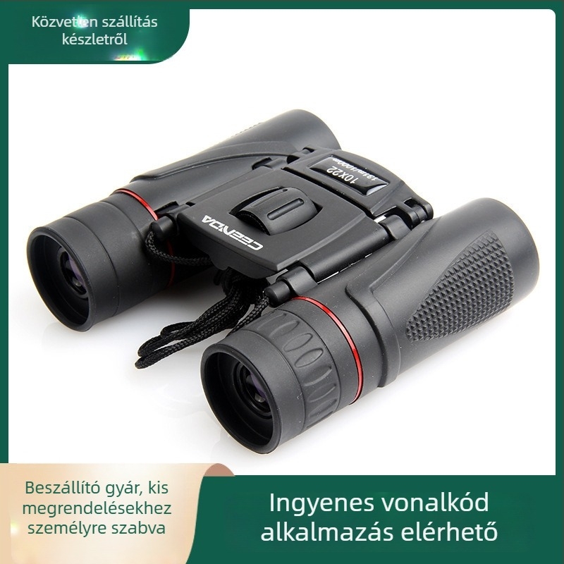 Hordozható HD binokulár 10x22, egyenes csövű, teljes optikájú, madármegfigyelésre és koncertnézésre, gyenge fényben