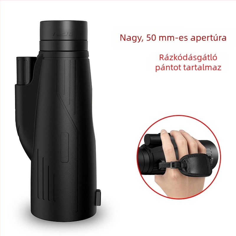 12x50 nagy átmérőjű monokuláris távcső, képstabilizáció, kézben tartható, hordozható vadászathoz