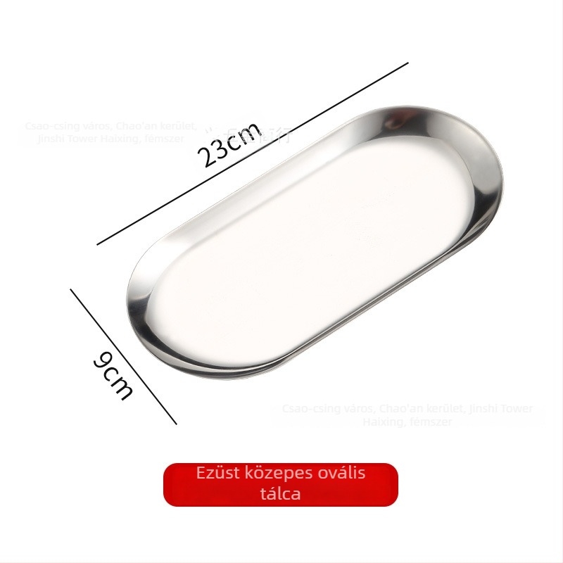 Rozsdamentes acél tál, szabálytalan alak, modern minimalist design, mikrohullámú sütőben használható, felülete elektroplattált
