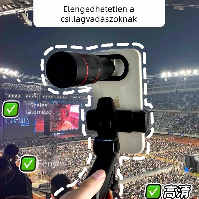 Mobiltelefonhoz készült teleszkóp 18× teleobjektívvel, külső HD éjjellátó monokulár