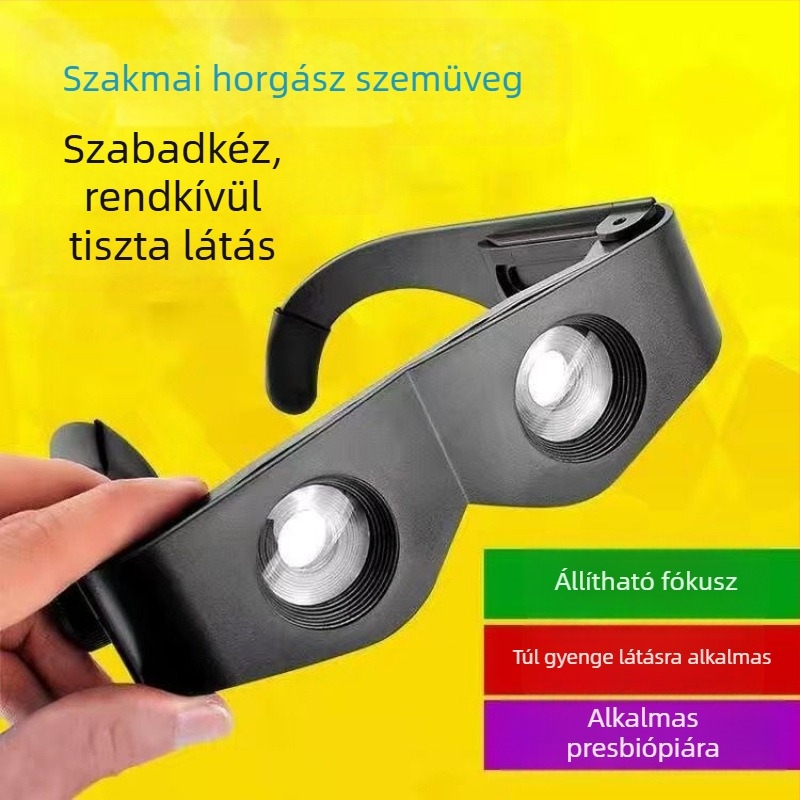 Fejre szerelt horgász teleszkóp, 6x-es nagyítás, HD éjszakai látás, polarizált olvasószemüveg