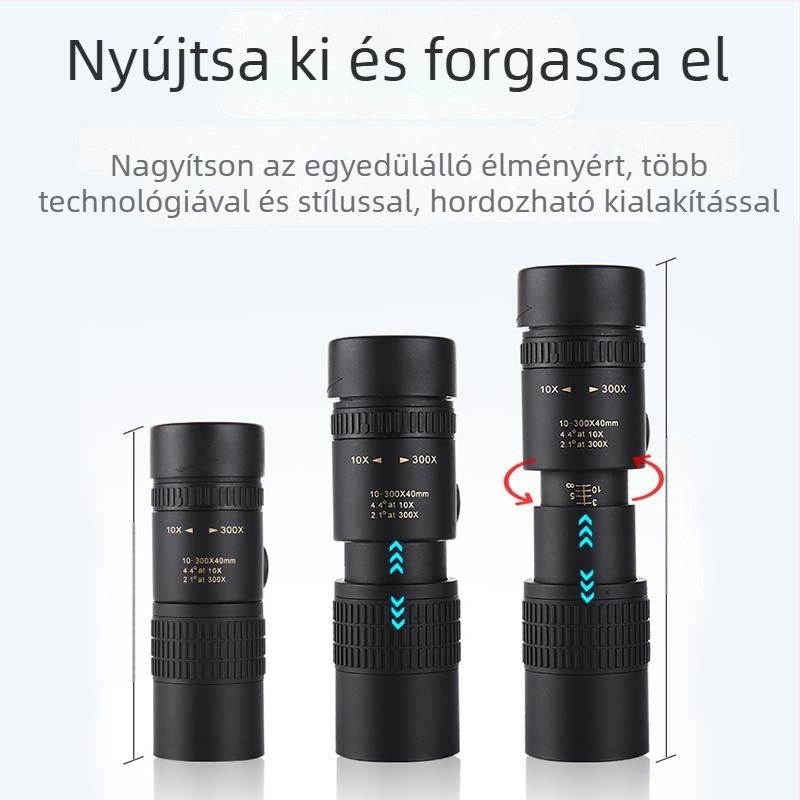 Monokuláris teleszkóp 10-500×40 zoom, nagy teljesítményű HD, katonai zöld, professzionális és hordozható okostelefonos fotózáshoz, kültéren.