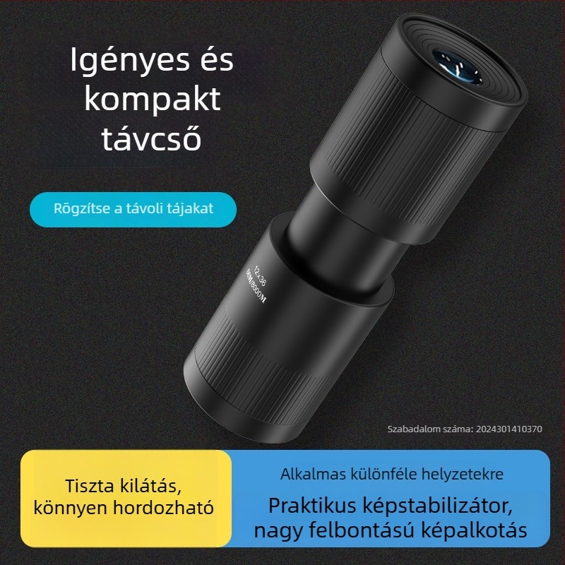 12x36 monokuláris teleszkóp, kiváló képminőség, nagy nagyítás, gyenge fényviszonyoknál éjjellátás, kültéri használatra, szabadalmaztatott termék