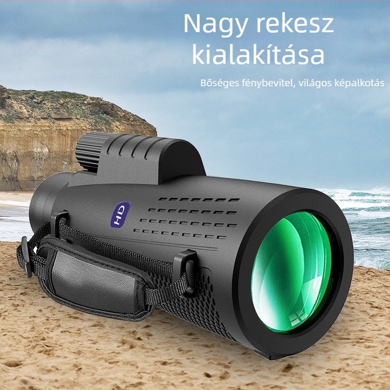 12×50 kompakt monokulár távcső, csuklópánttal, kültéri madármegfigyeléshez