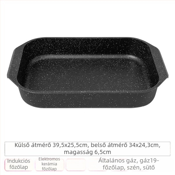 Téglalap alakú indukációs grill serpenyő, tapadásmentes bevonattal, nagy kapacitású, többfunkciós