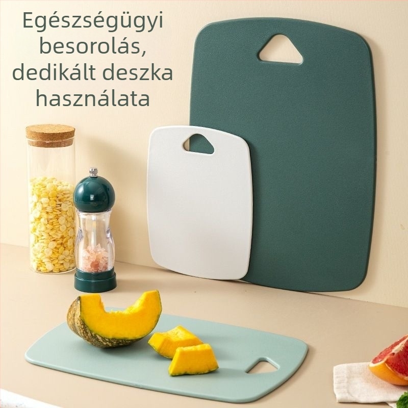 Kétoldalas műanyag vágódeszka otthoni használatra, gyümölcsöknek, élelmiszer-biztonságos